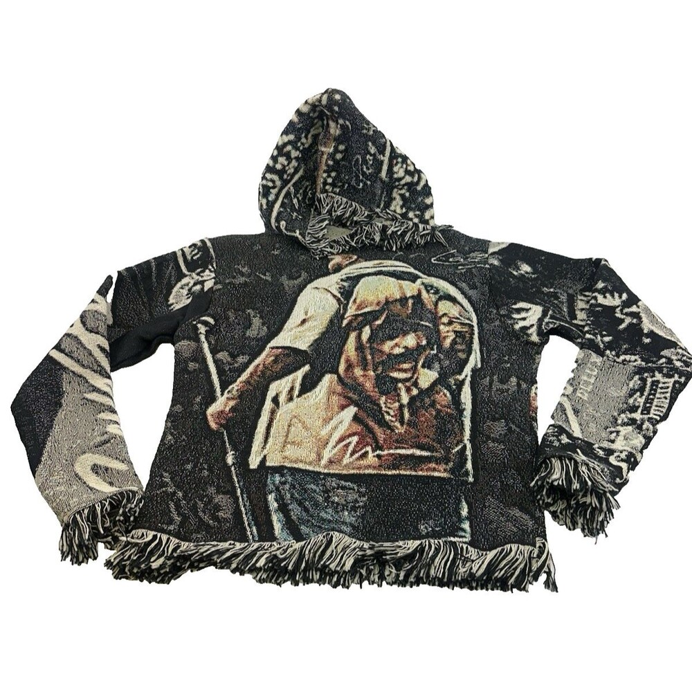 Tapestry Handmade Hoodie Rod Wave Fringe Trim Blanket Small Graphic Print